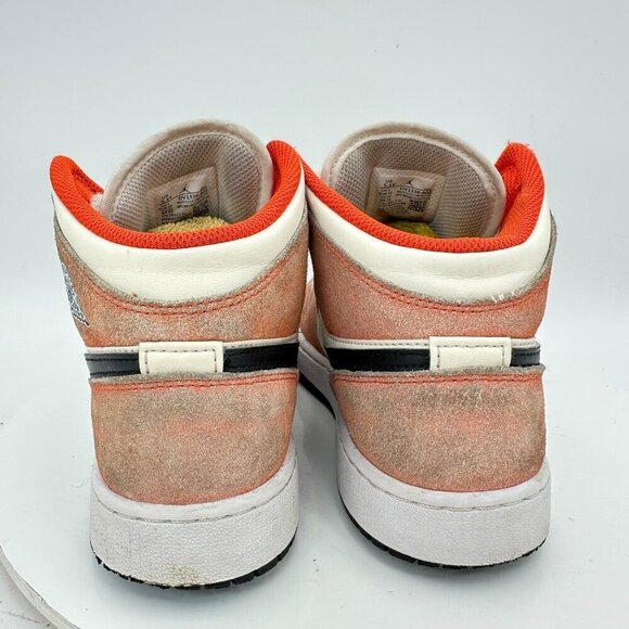Nike Air Jordan 1 Mid Youth Size 5.5Y Women 7 DV1336-800 Orange Black White Shoe - Picture 5 of 11